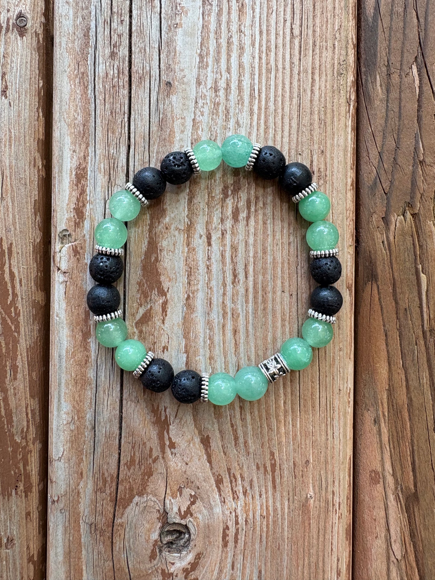 Racine bohème: Aventurine et pierre de lave noir