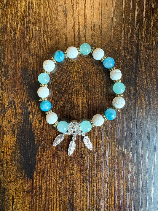 Calme originel: Larimar et pierre de lave blanche