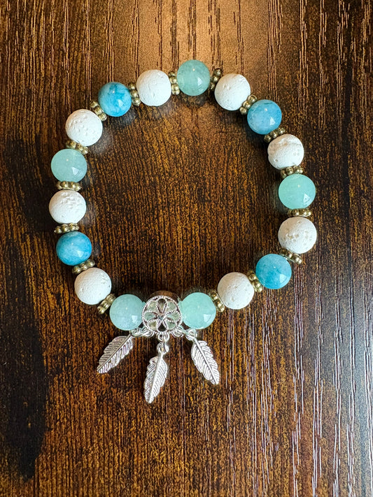 Calme originel: Larimar et pierre de lave blanche