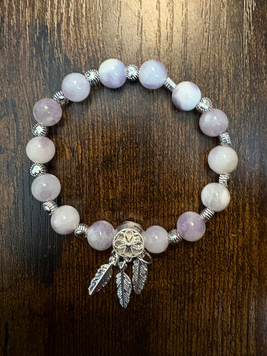Rêve serein : Quartz blanc et calcédoine violet